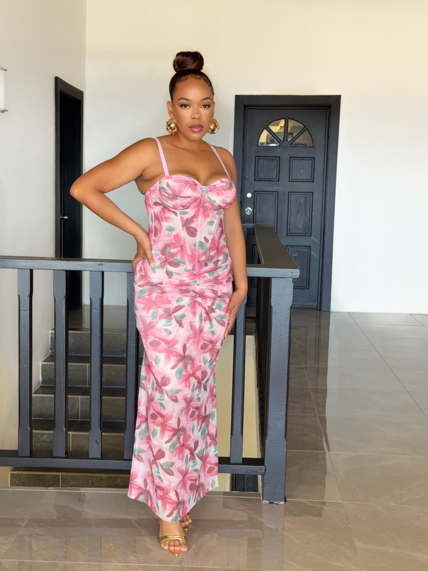 Pink Floral Corset Dress