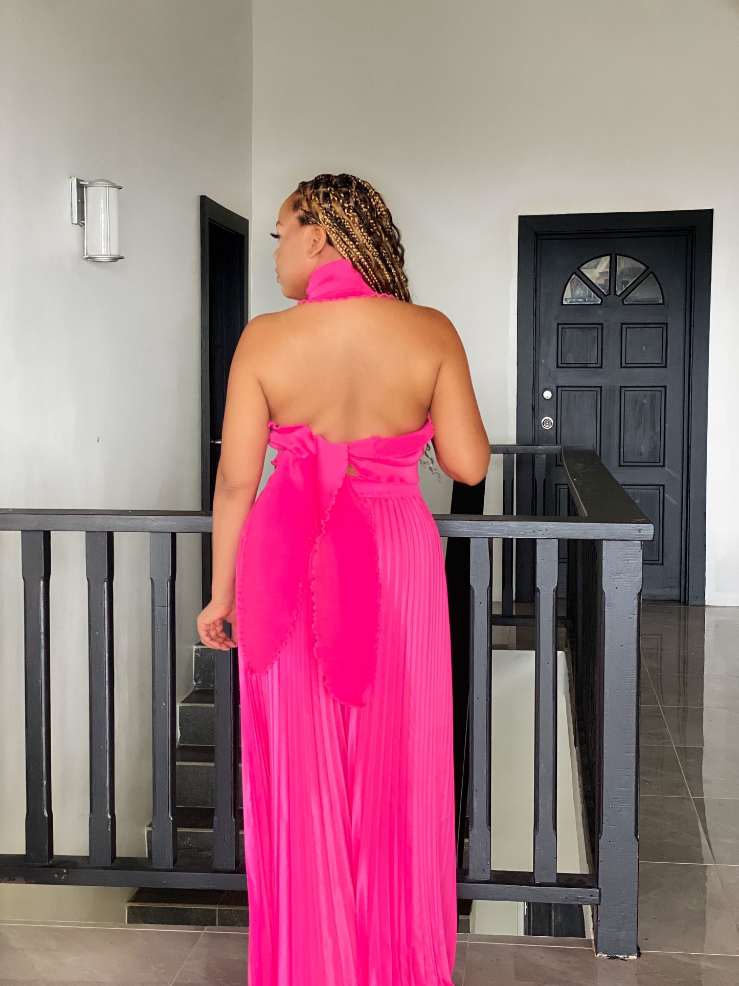 Fuchsia Pleated Two-Piece Set