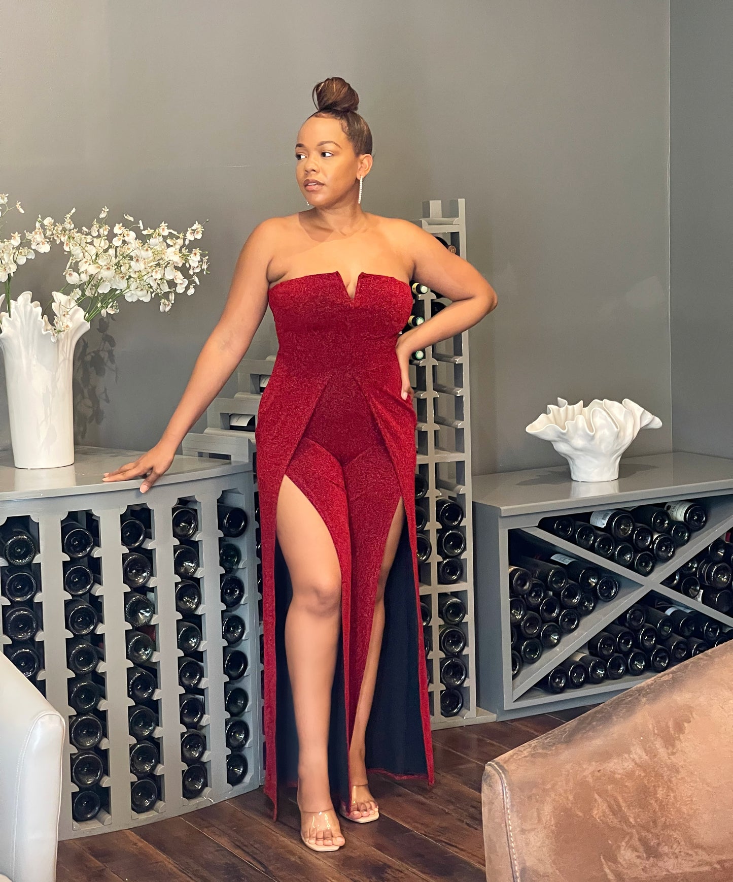 Red Shimmer Jumpsuit