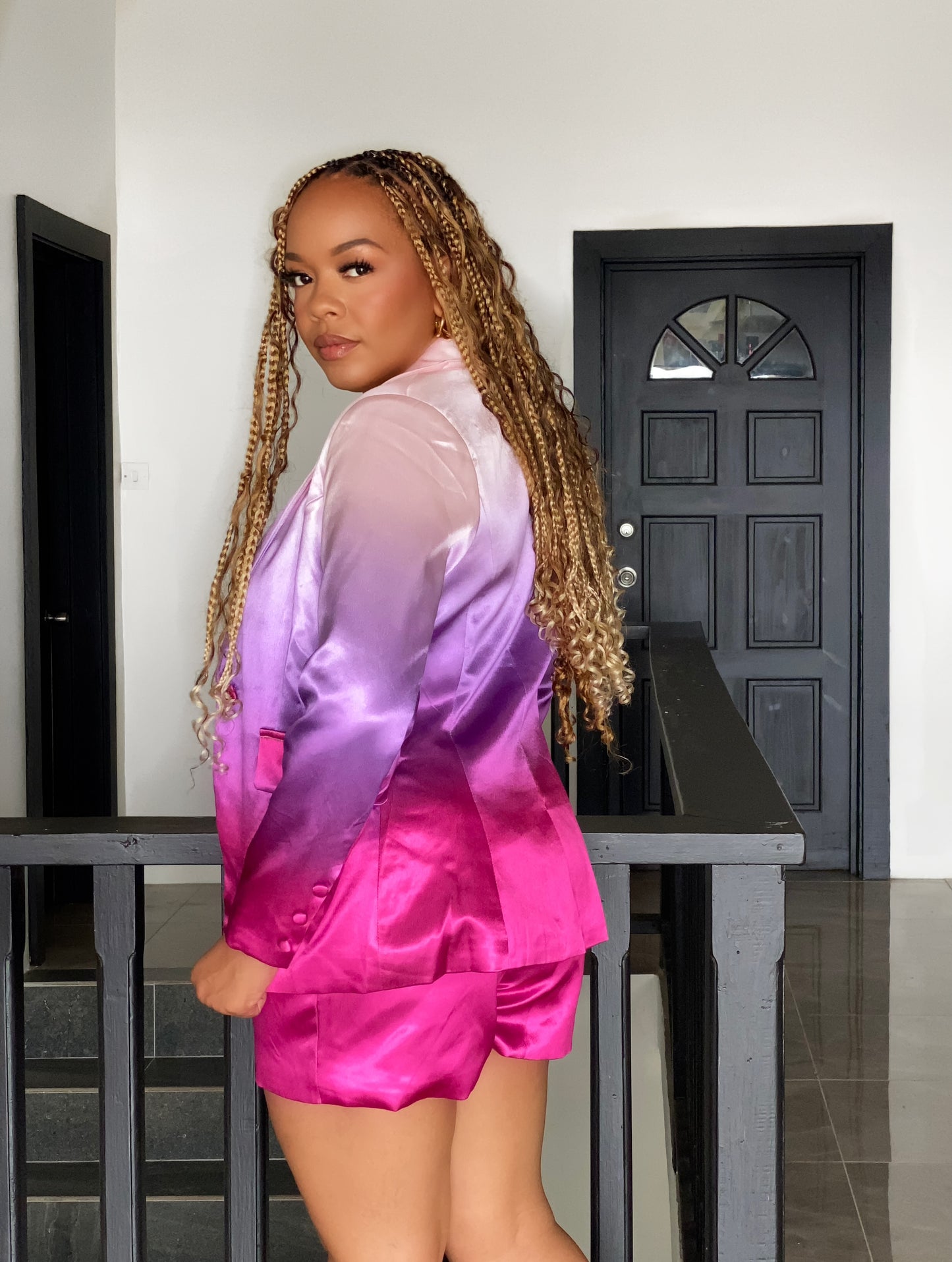 Pink Ombré Blazer Shorts Set