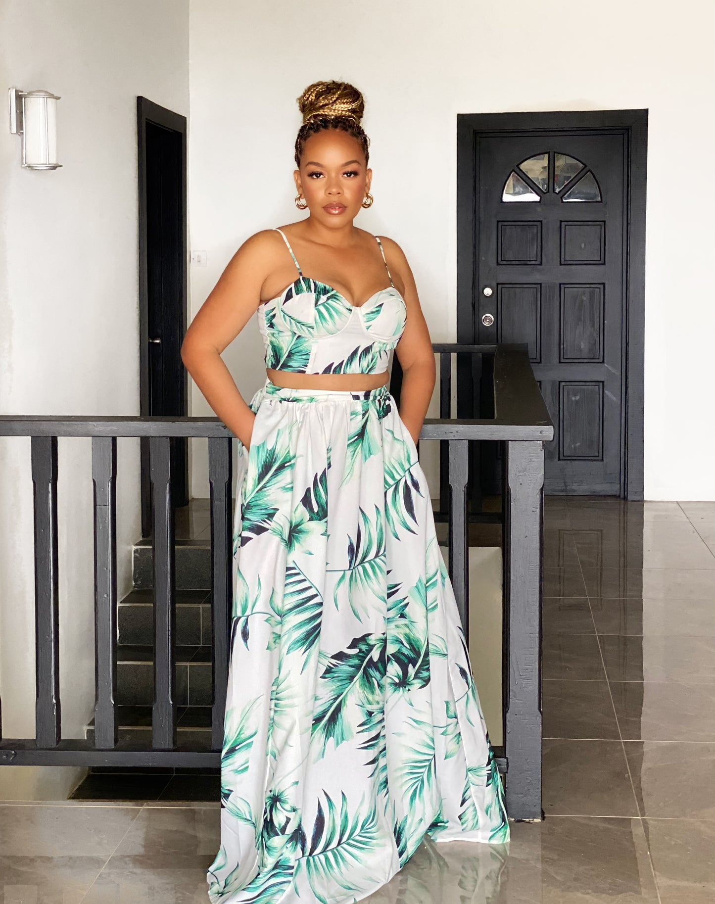Palm Breeze Two-Piece Skirt Set