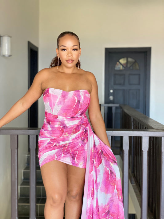 Pink Off Shoulder Mini