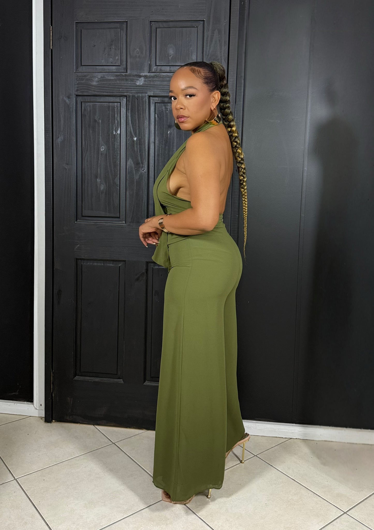 Olive Halter Jumpsuit