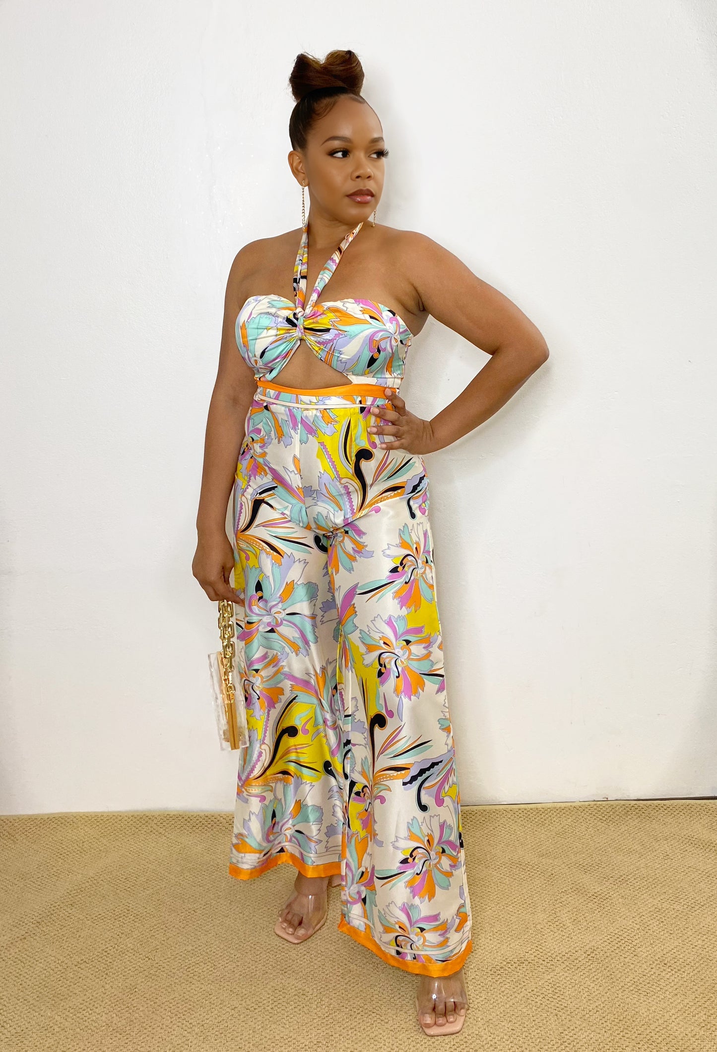 Floral Jumpsuit - Orange Prints