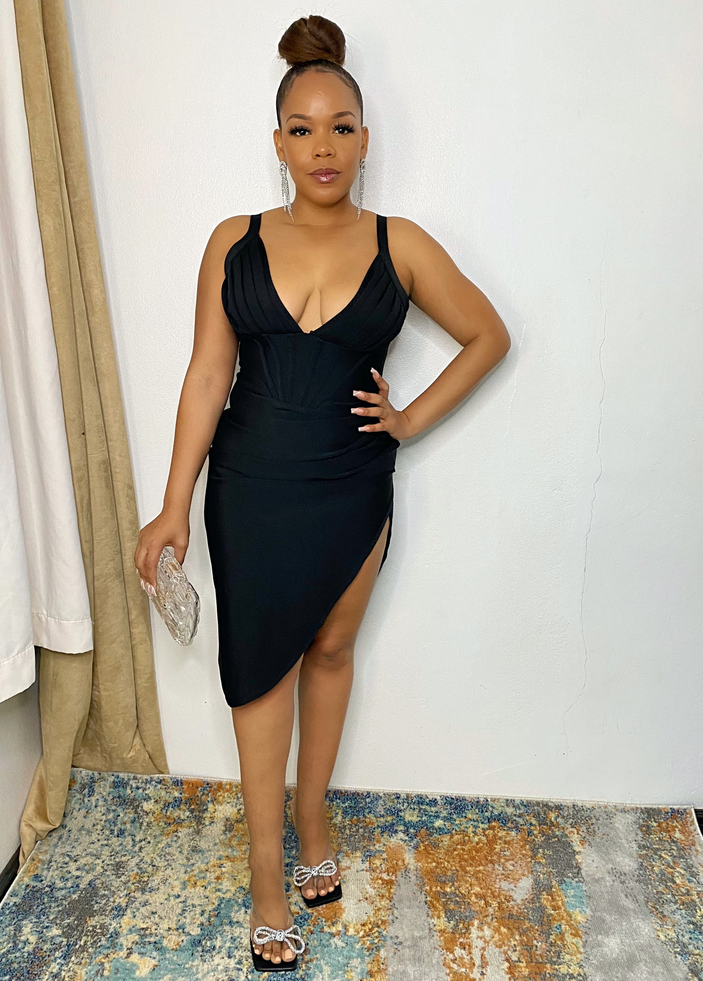 Black Split Bandage Dress