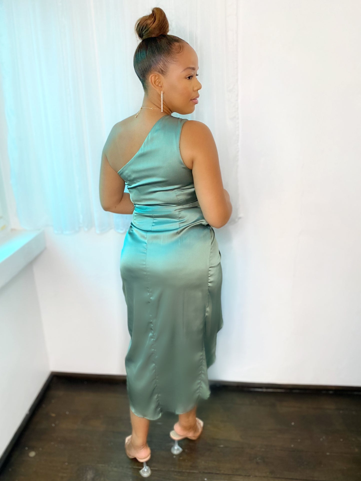 Green Satin Dress