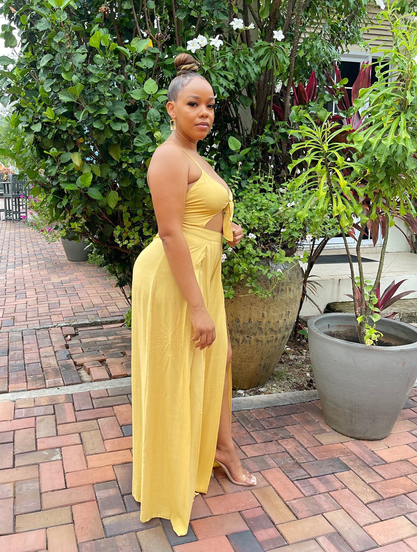 Mustard Front Tie Jumpsuit