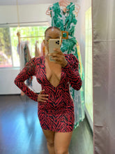 Load image into Gallery viewer, Red Bodycon Animal Print Dress
