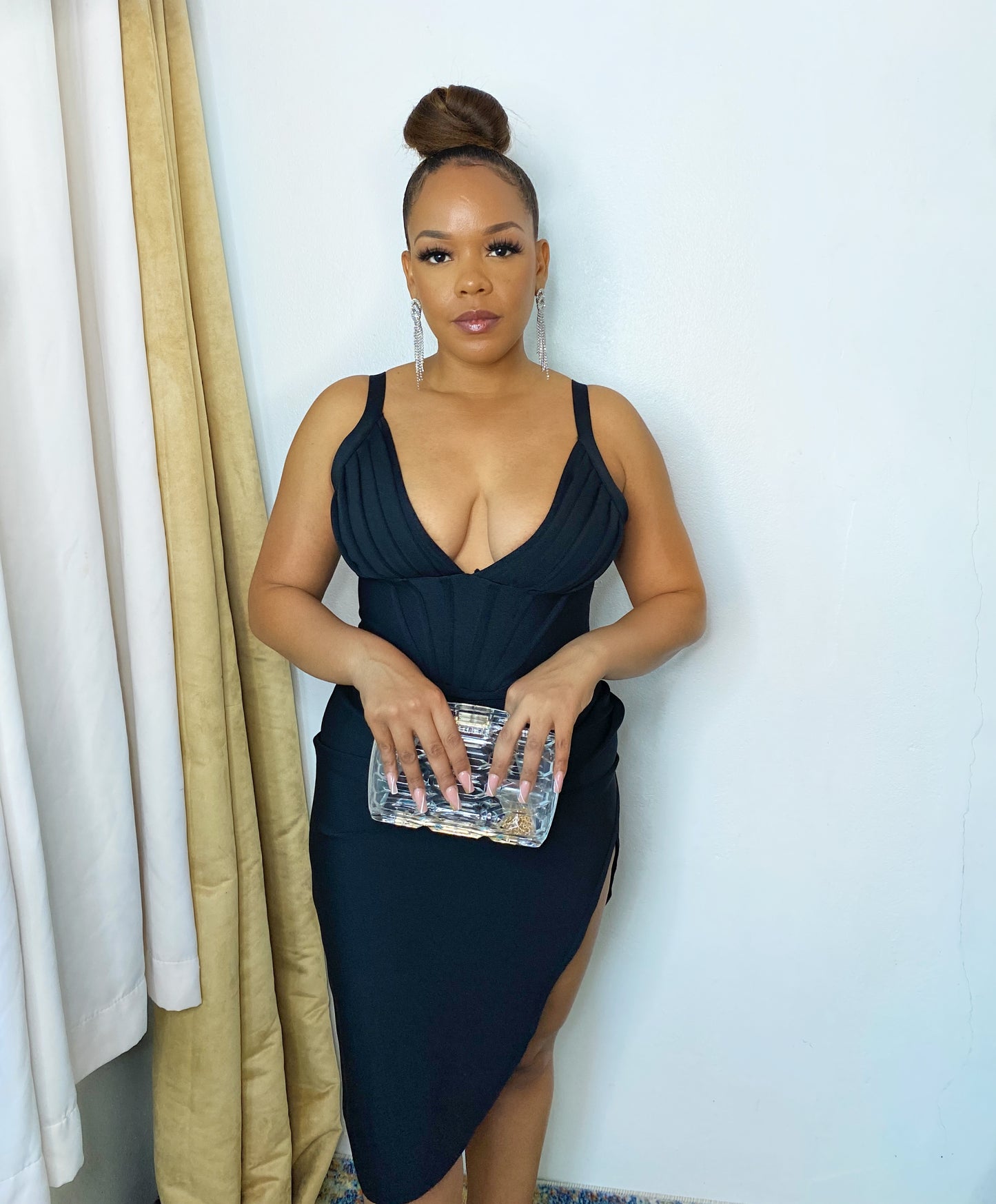 Black Split Bandage Dress
