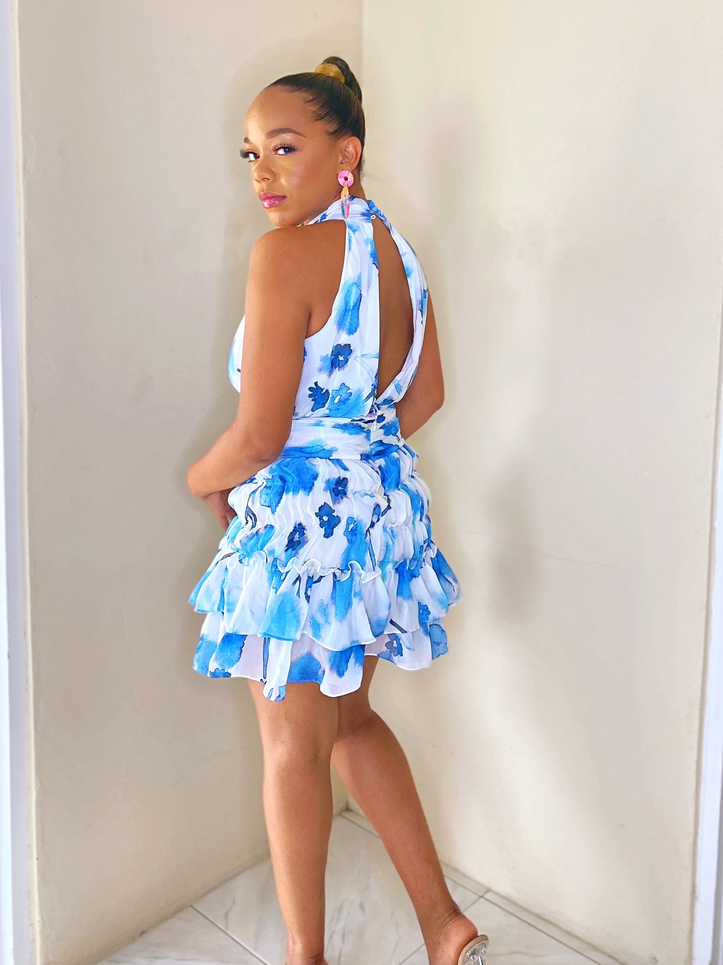 Mini Blue Floral Dress