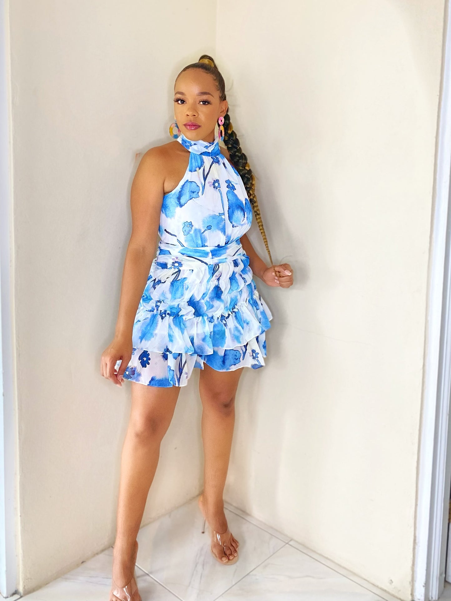 Mini Blue Floral Dress