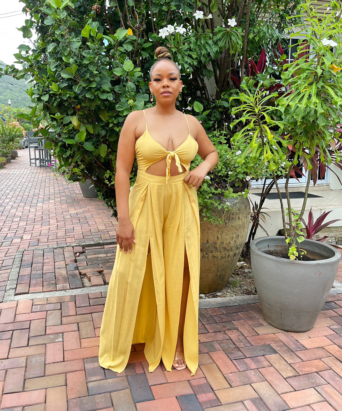 Mustard Front Tie Jumpsuit