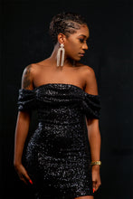 Load image into Gallery viewer, Off Shoulder Sequin Dress
